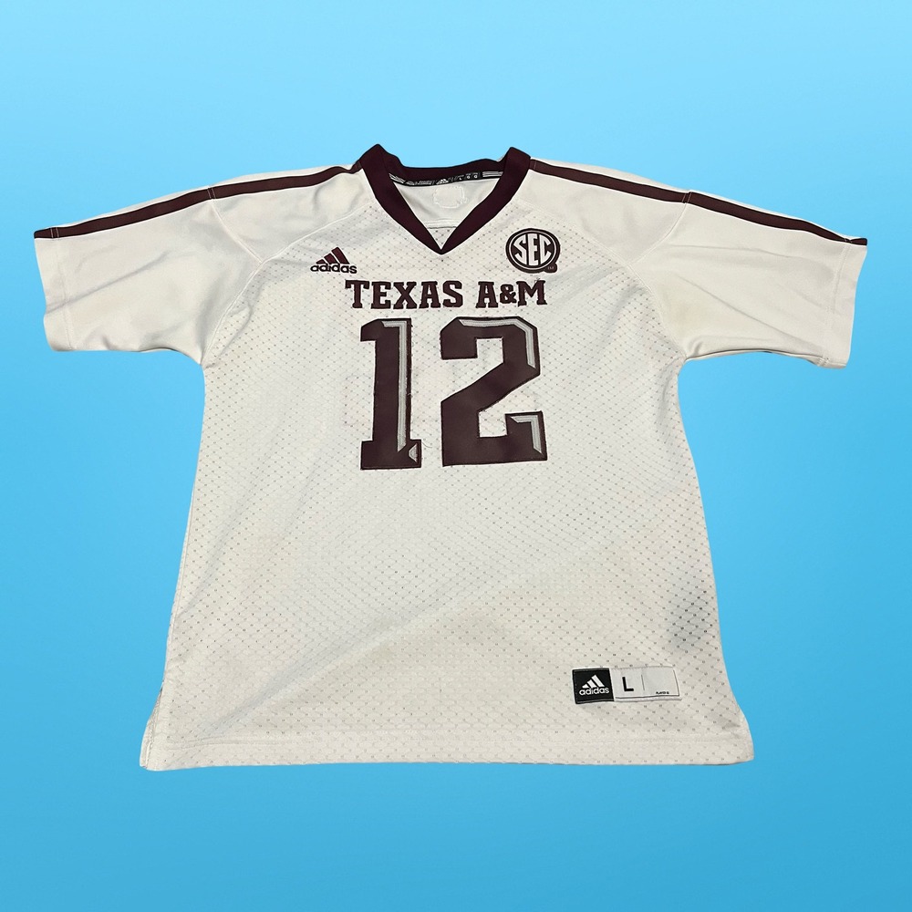 Adidas Texas A&M Aggies 12th Man Football Jersey White Maroon Mens Large SEC